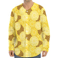 Pineapple Slices Pattern Print Long Sleeve Baseball Jersey