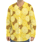 Pineapple Slices Pattern Print Long Sleeve Baseball Jersey