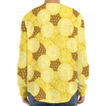 Pineapple Slices Pattern Print Long Sleeve Baseball Jersey