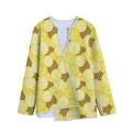 Pineapple Slices Pattern Print Long Sleeve Short Coat