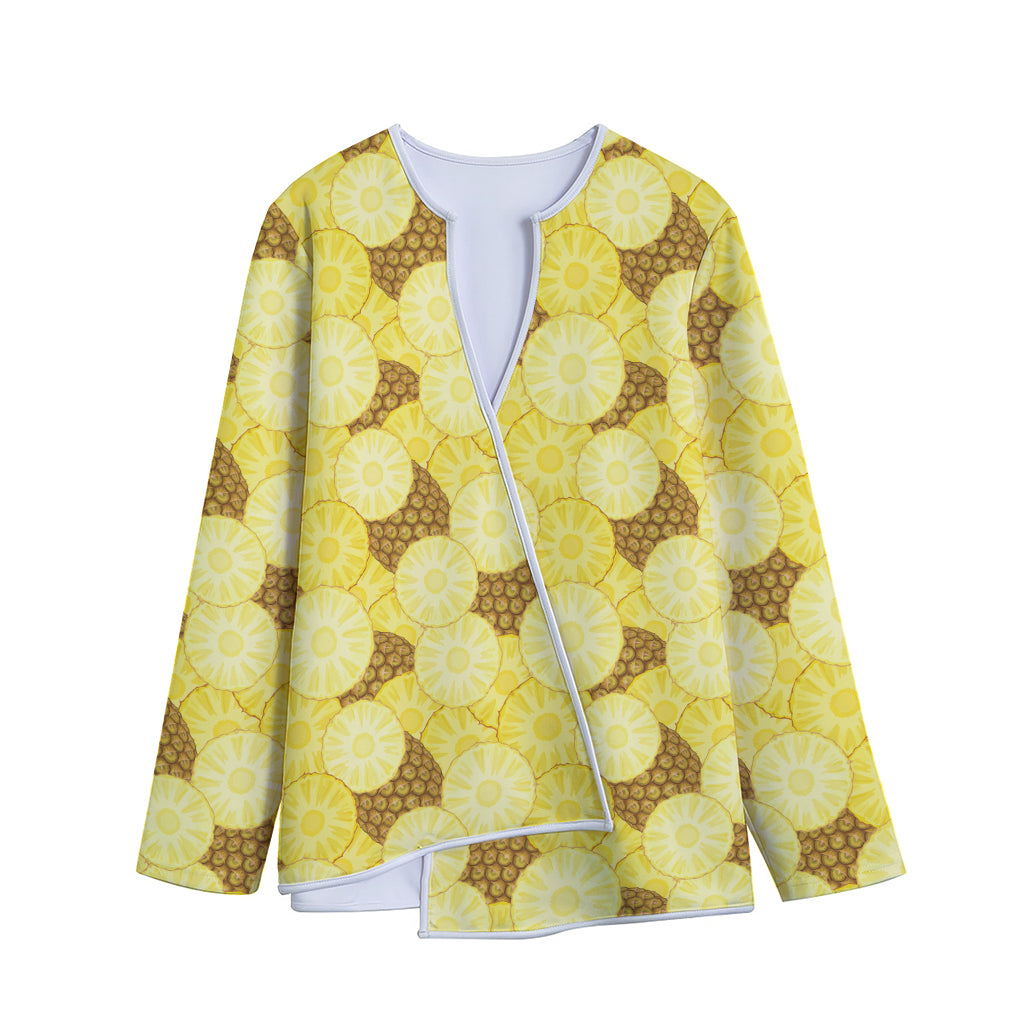 Pineapple Slices Pattern Print Long Sleeve Short Coat