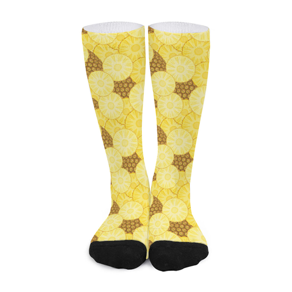 Pineapple Slices Pattern Print Long Socks