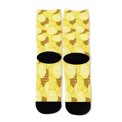Pineapple Slices Pattern Print Long Socks