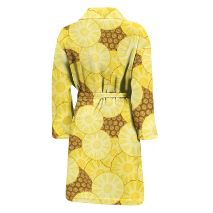 Pineapple Slices Pattern Print Men's Bathrobe
