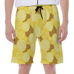 Pineapple Slices Pattern Print Men's Beach Shorts