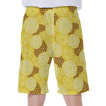 Pineapple Slices Pattern Print Men's Beach Shorts