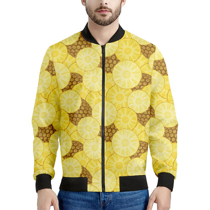 Pineapple Slices Pattern Print Men's Bomber Jacket