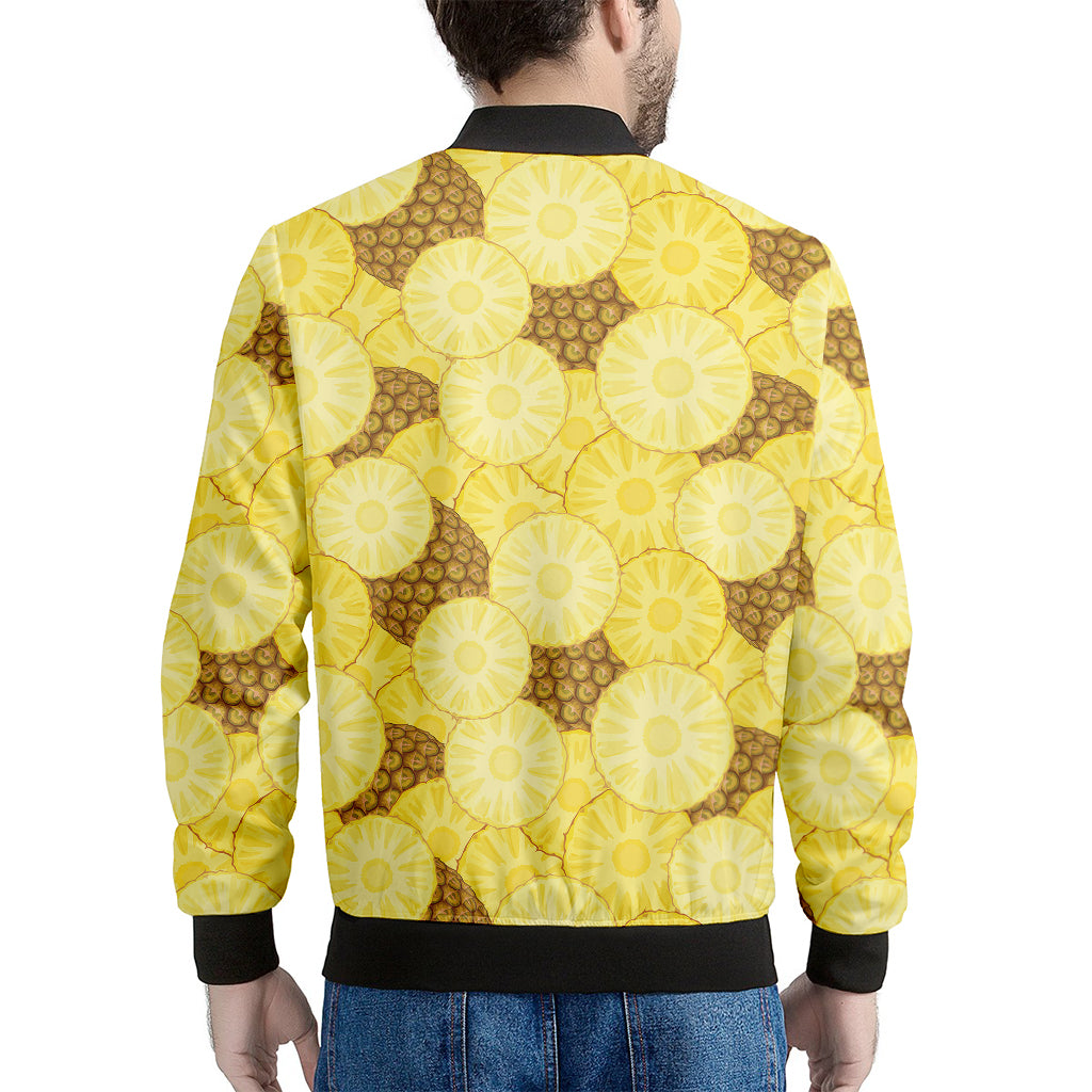 Pineapple Slices Pattern Print Men's Bomber Jacket
