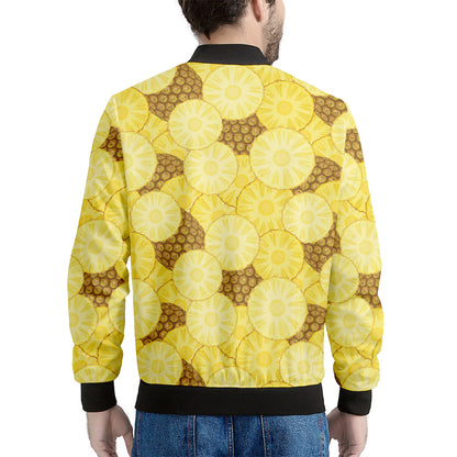 Pineapple Slices Pattern Print Men's Bomber Jacket