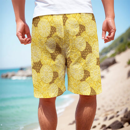 Pineapple Slices Pattern Print Men's Cargo Shorts