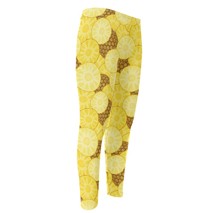 Pineapple Slices Pattern Print Men's Compression Pants