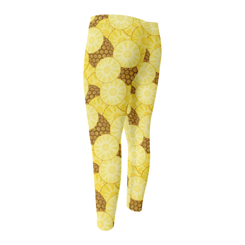 Pineapple Slices Pattern Print Men's Compression Pants