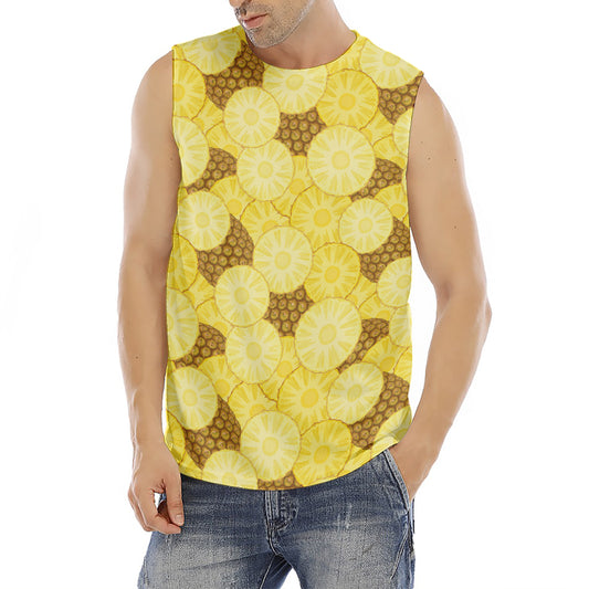Pineapple Slices Pattern Print Men's Fitness Tank Top