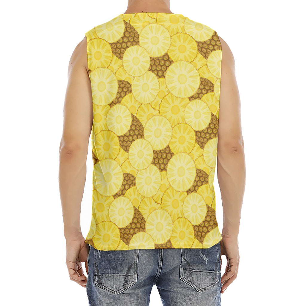 Pineapple Slices Pattern Print Men's Fitness Tank Top
