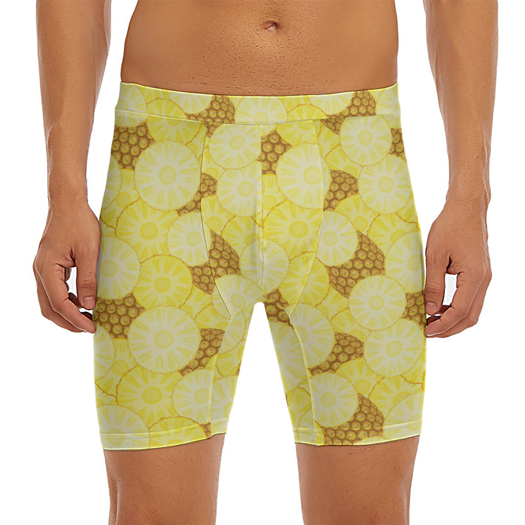 Pineapple Slices Pattern Print Men's Long Boxer Briefs