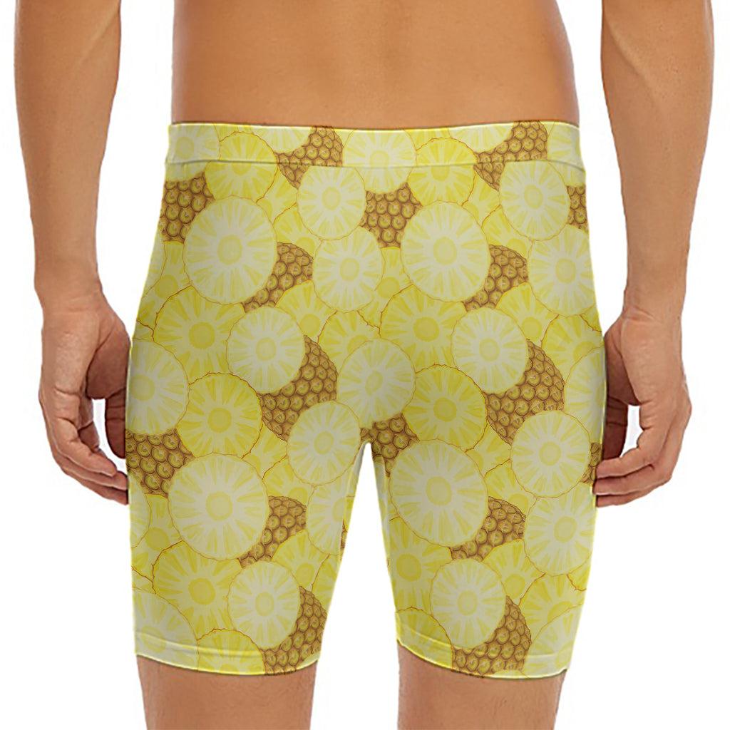 Pineapple Slices Pattern Print Men's Long Boxer Briefs