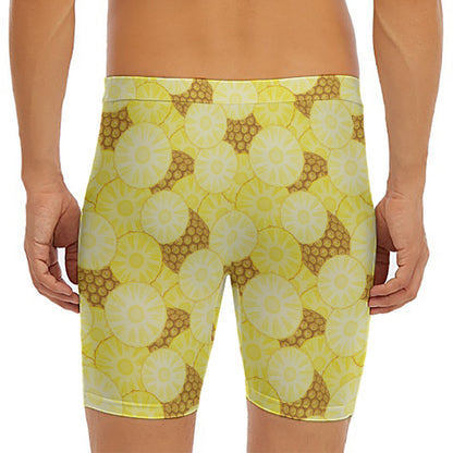Pineapple Slices Pattern Print Men's Long Boxer Briefs