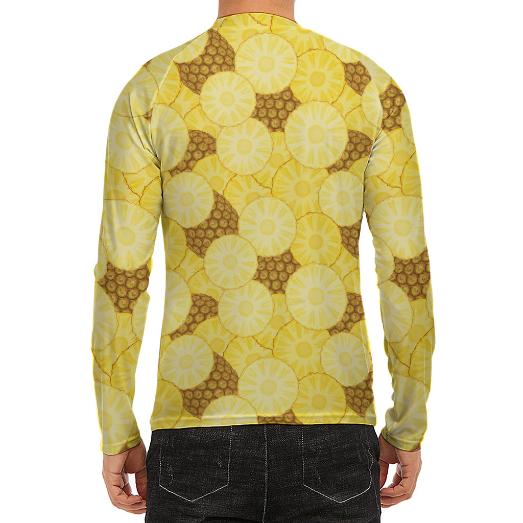 Pineapple Slices Pattern Print Men's Long Sleeve Rash Guard