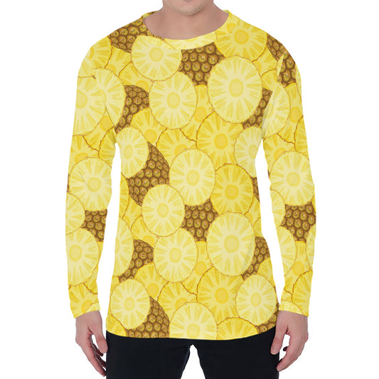 Pineapple Slices Pattern Print Men's Long Sleeve T-Shirt