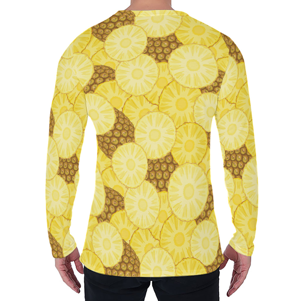 Pineapple Slices Pattern Print Men's Long Sleeve T-Shirt