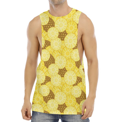 Pineapple Slices Pattern Print Men's Muscle Tank Top