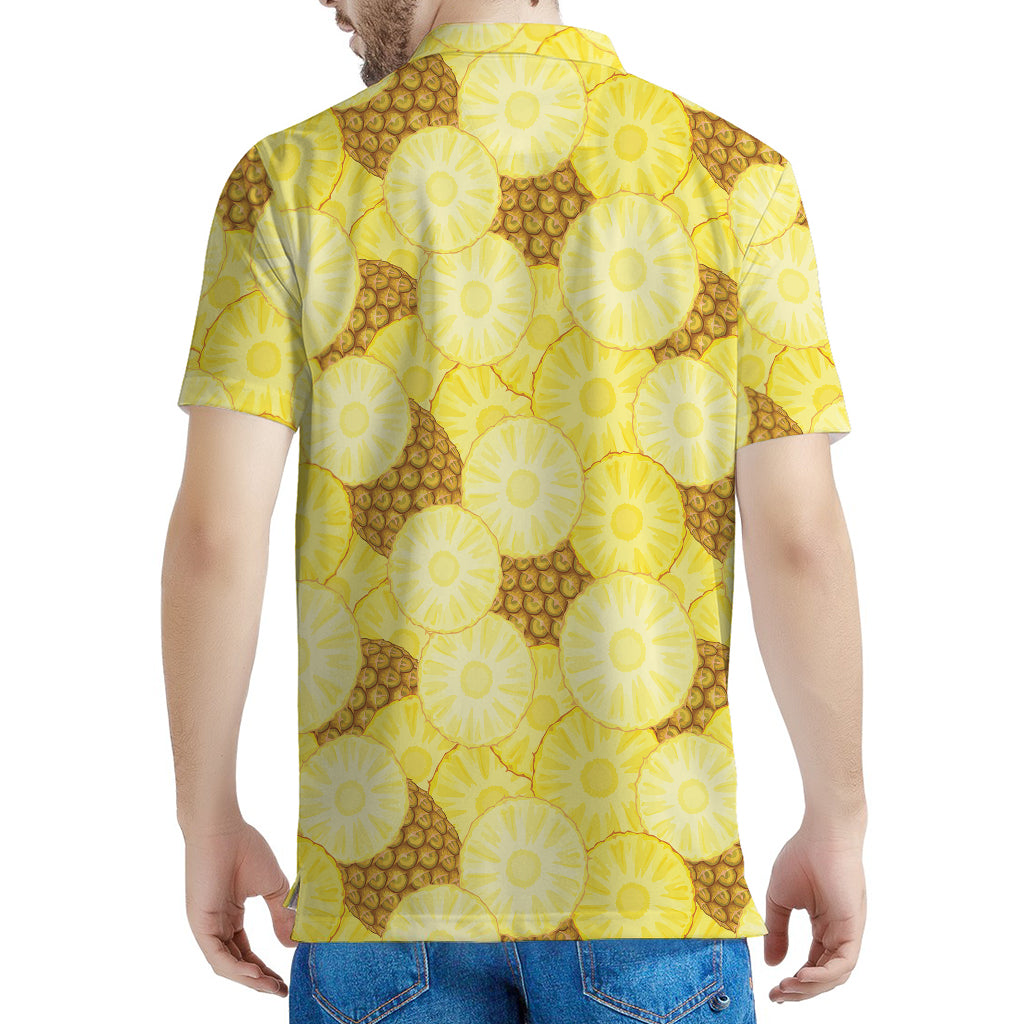 Pineapple Slices Pattern Print Men's Polo Shirt