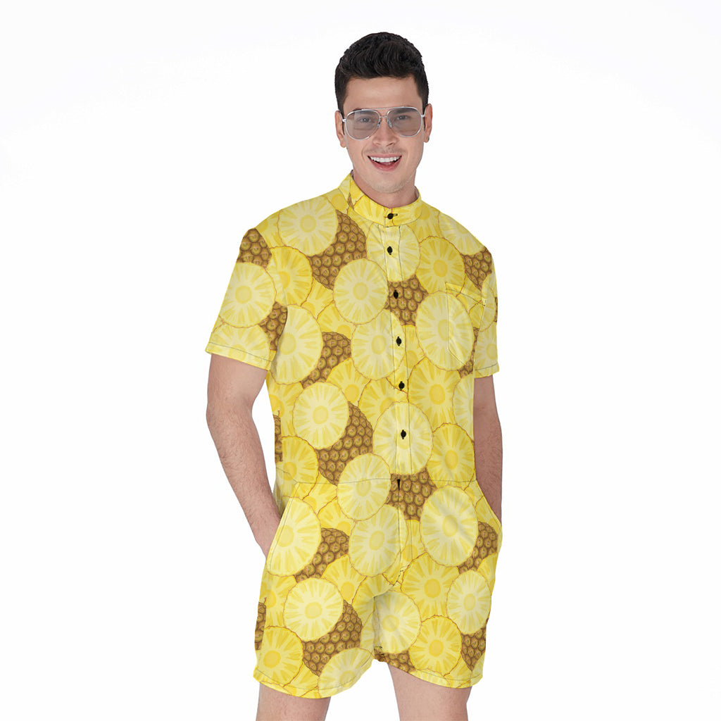 Pineapple Slices Pattern Print Men's Rompers