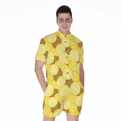 Pineapple Slices Pattern Print Men's Rompers