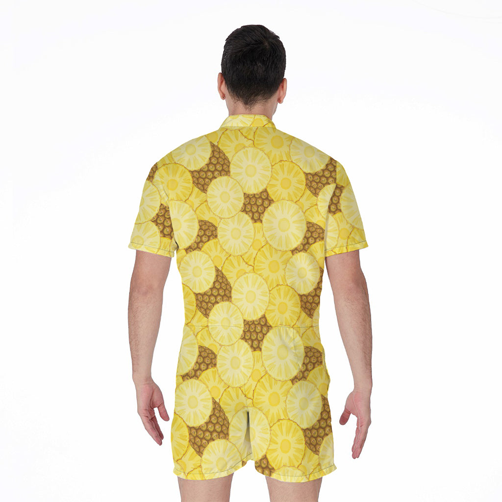 Pineapple Slices Pattern Print Men's Rompers