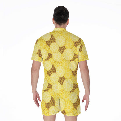 Pineapple Slices Pattern Print Men's Rompers
