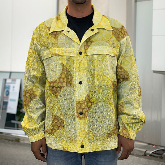Pineapple Slices Pattern Print Men's Shirt Jacket