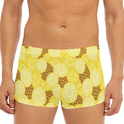Pineapple Slices Pattern Print Men's Short Boxer Briefs