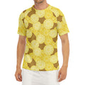 Pineapple Slices Pattern Print Men's Short Sleeve Rash Guard