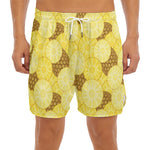 Pineapple Slices Pattern Print Men's Split Running Shorts