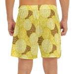 Pineapple Slices Pattern Print Men's Split Running Shorts