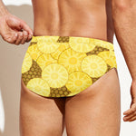 Pineapple Slices Pattern Print Men's Swim Briefs