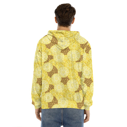Pineapple Slices Pattern Print Men's Velvet Pullover Hoodie