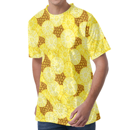 Pineapple Slices Pattern Print Men's Velvet T-Shirt