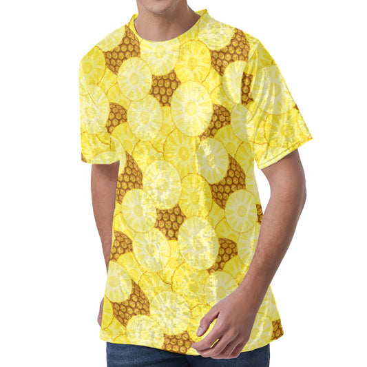 Pineapple Slices Pattern Print Men's Velvet T-Shirt