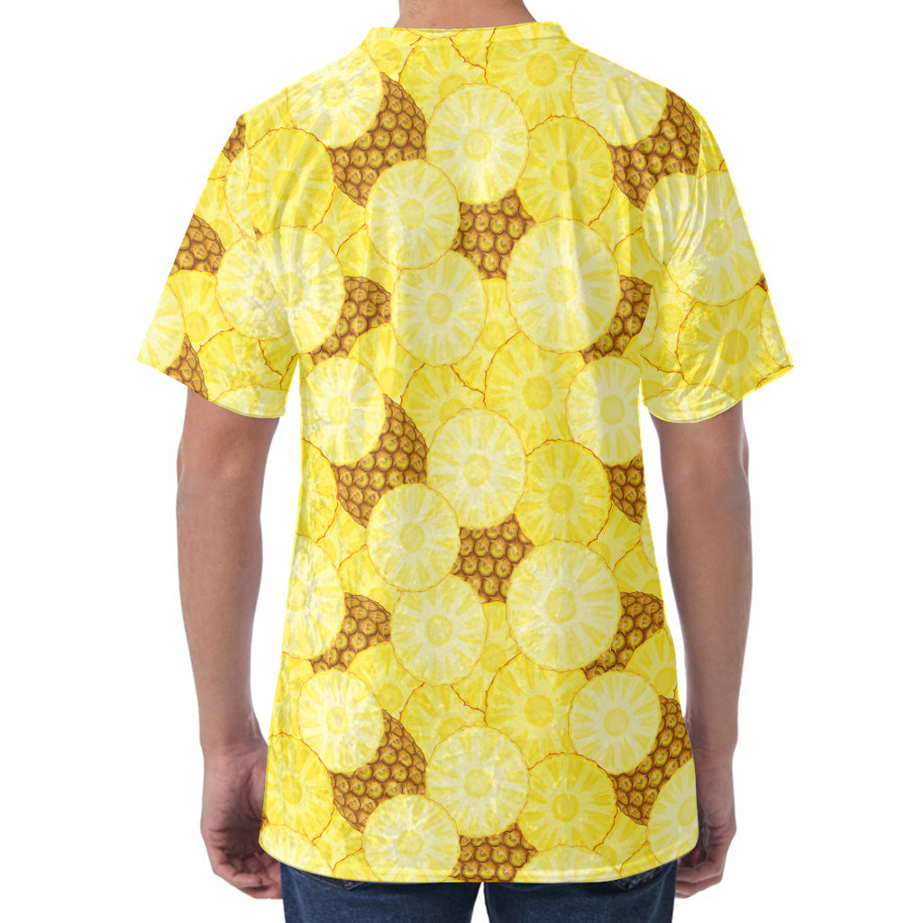 Pineapple Slices Pattern Print Men's Velvet T-Shirt