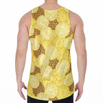 Pineapple Slices Pattern Print Men's Velvet Tank Top