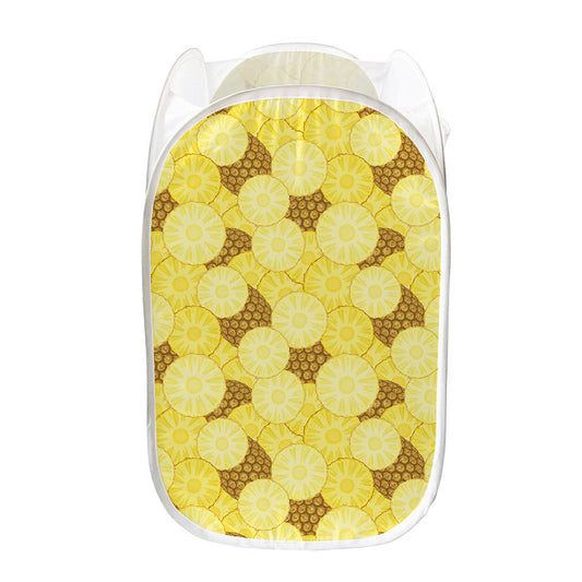 Pineapple Slices Pattern Print Mesh Laundry Hamper