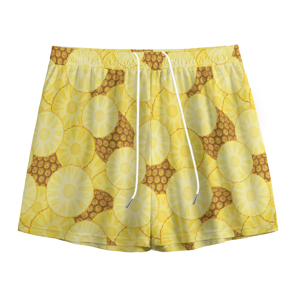 Pineapple Slices Pattern Print Mesh Shorts