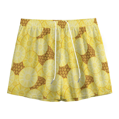 Pineapple Slices Pattern Print Mesh Shorts