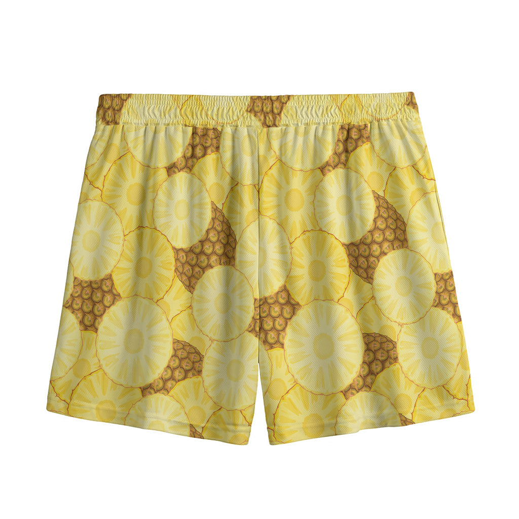 Pineapple Slices Pattern Print Mesh Shorts