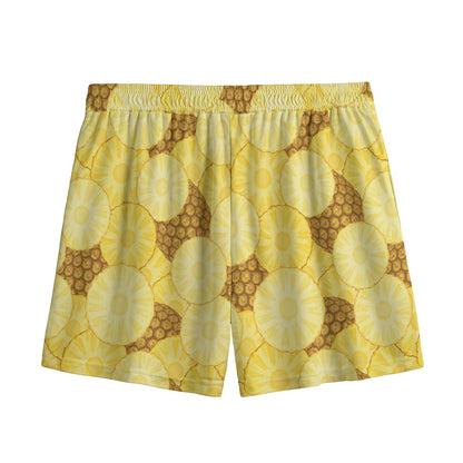 Pineapple Slices Pattern Print Mesh Shorts