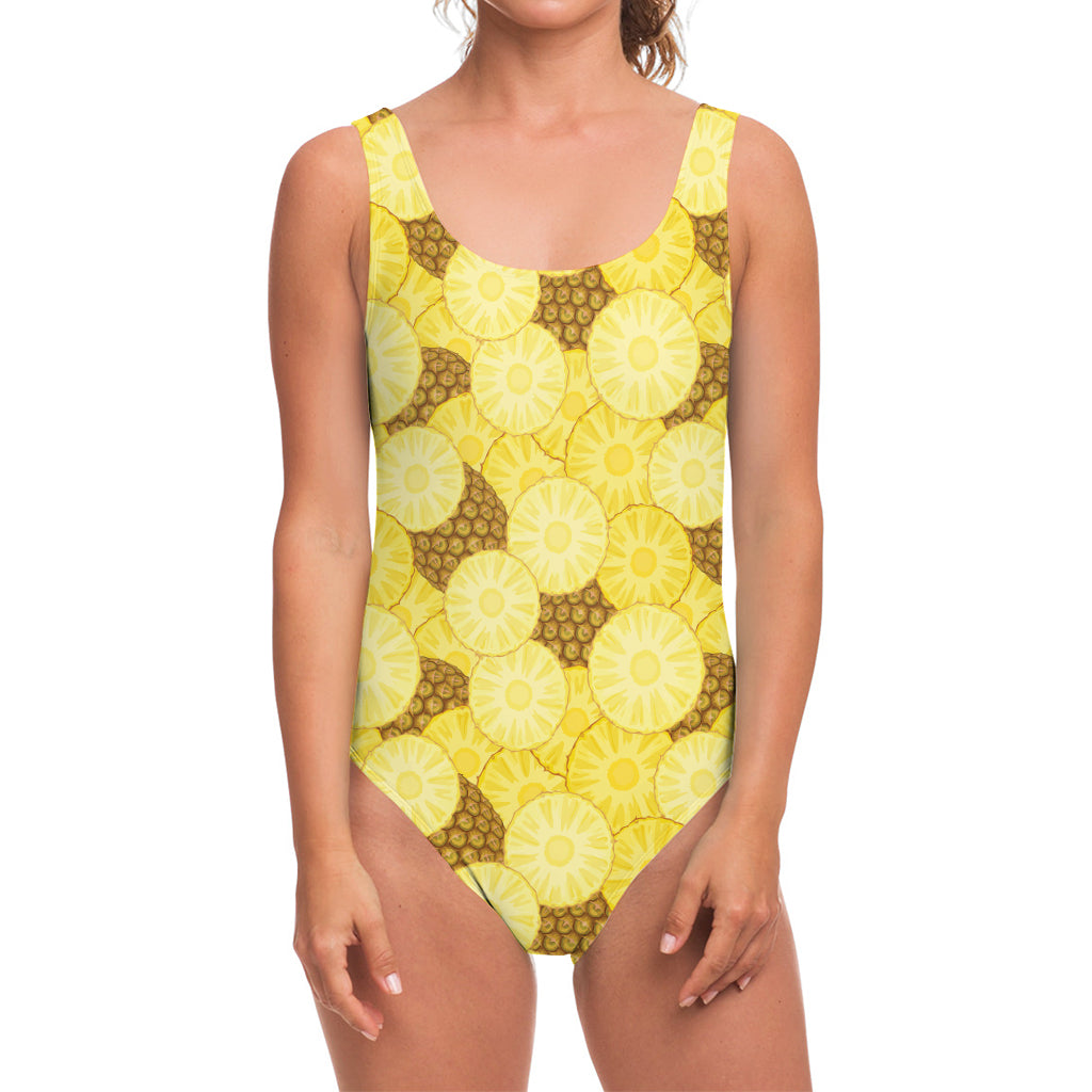 Pineapple Slices Pattern Print One Piece Swimsuit