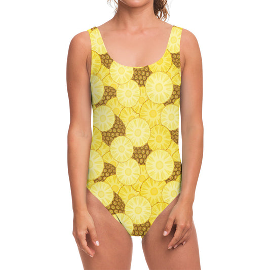Pineapple Slices Pattern Print One Piece Swimsuit