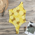 Pineapple Slices Pattern Print One Shoulder Bodysuit