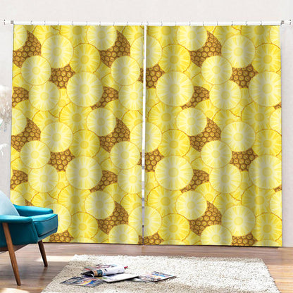 Pineapple Slices Pattern Print Pencil Pleat Curtains